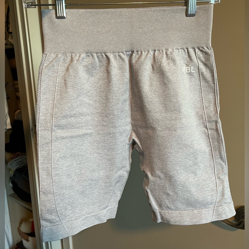 AYBL Ribbed High-Waist Biker Shorts in Grey